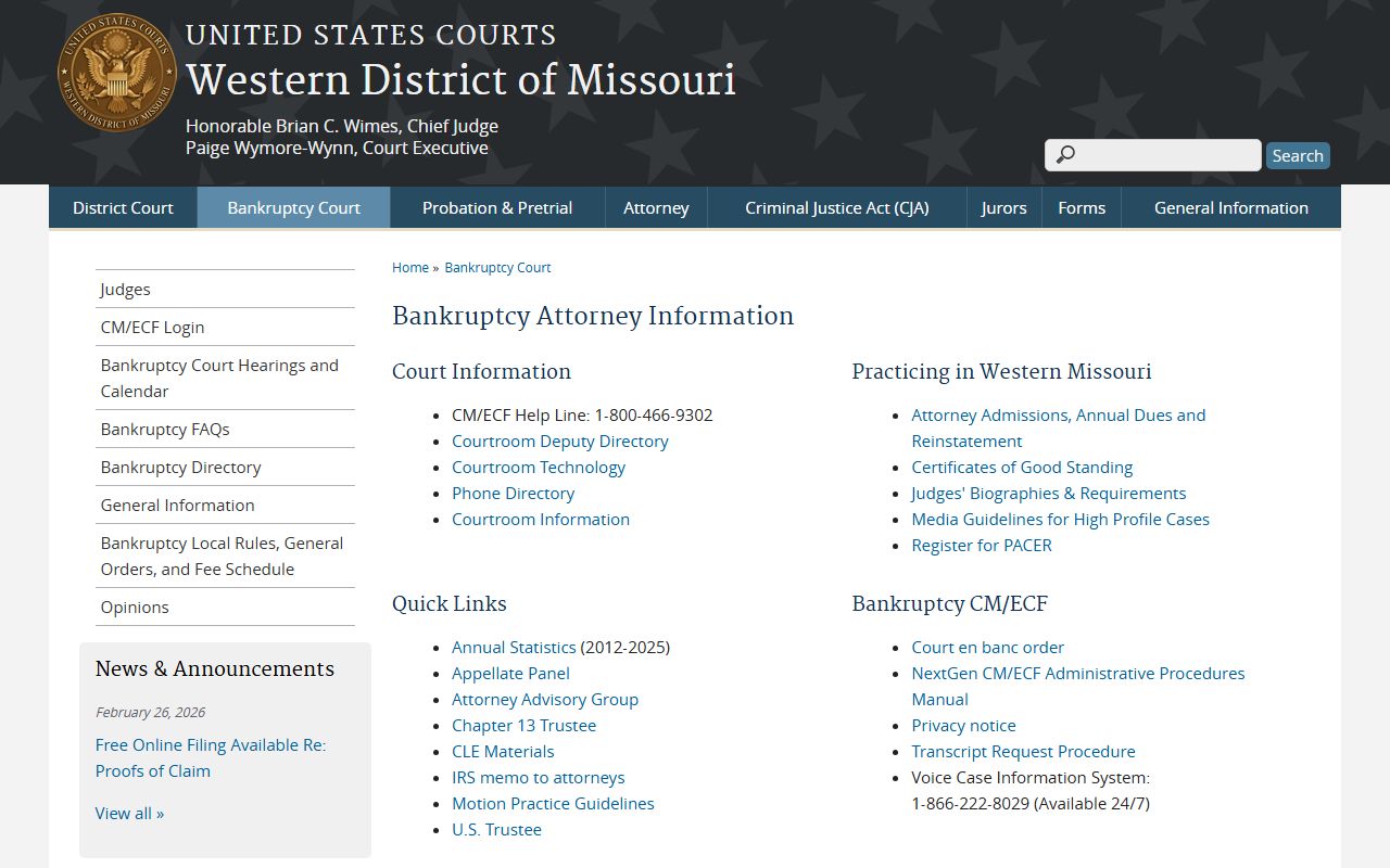 Chapter 13 trustee information for Missouri bankruptcy records