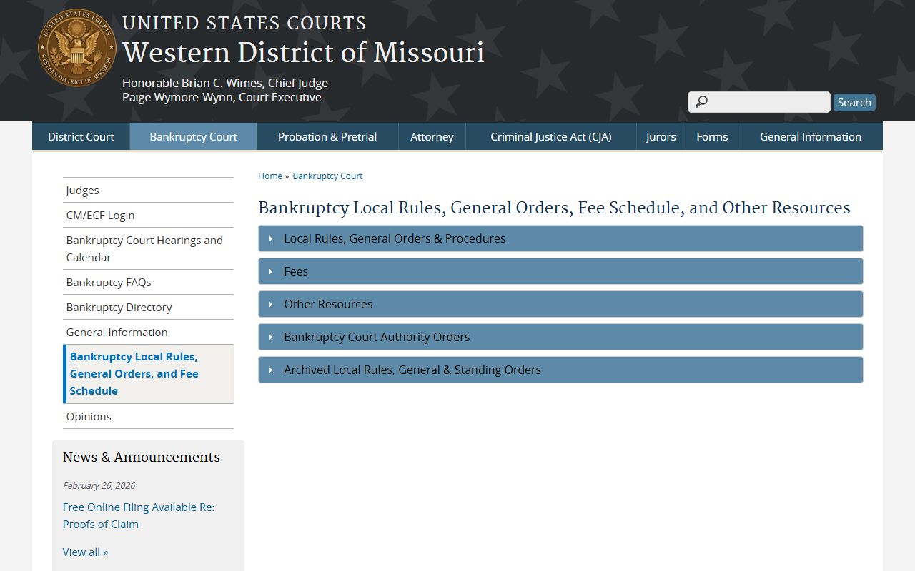 Missouri bankruptcy court local rules for bankruptcy records procedures
